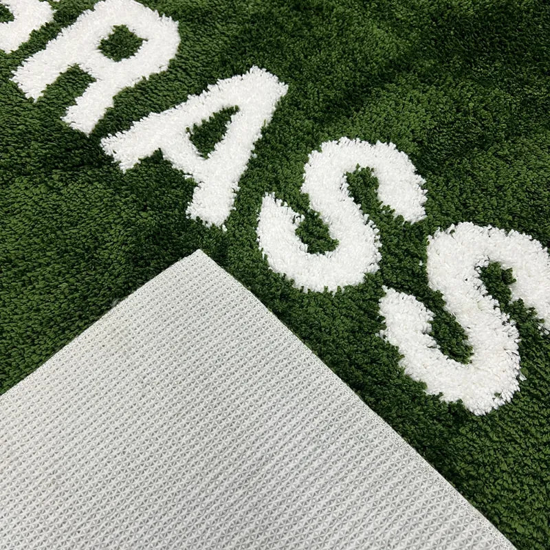 WET GRASS Rug Green Grass Classic Handmade Flocked Large Carpet Hypebeast Decor Parlor Bedroom Playroom Artistic Premium Floor Mat