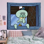 Spongebob Squidward Cartoon Decoration Background Hanging Cloth Bedroom Tapestry Room Decor Aesthetic Tapestry Wall Hanging