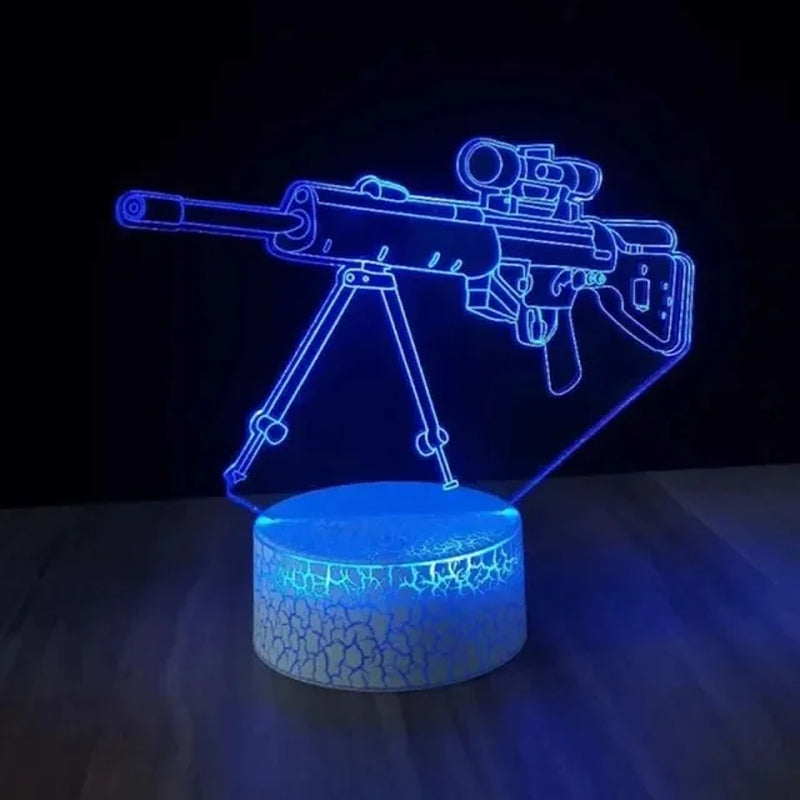 Game Rifle 3D Led Night Light Gaming Desktop Room Decoration Game Atmosphere Light Table Lamp Birthday Christmas Gifts for Boys