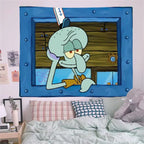 Spongebob Squidward Cartoon Decoration Background Hanging Cloth Bedroom Tapestry Room Decor Aesthetic Tapestry Wall Hanging