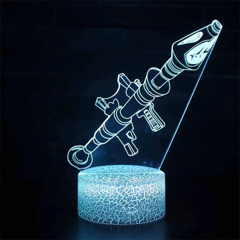 Game Rifle 3D Led Night Light Gaming Desktop Room Decoration Game Atmosphere Light Table Lamp Birthday Christmas Gifts for Boys