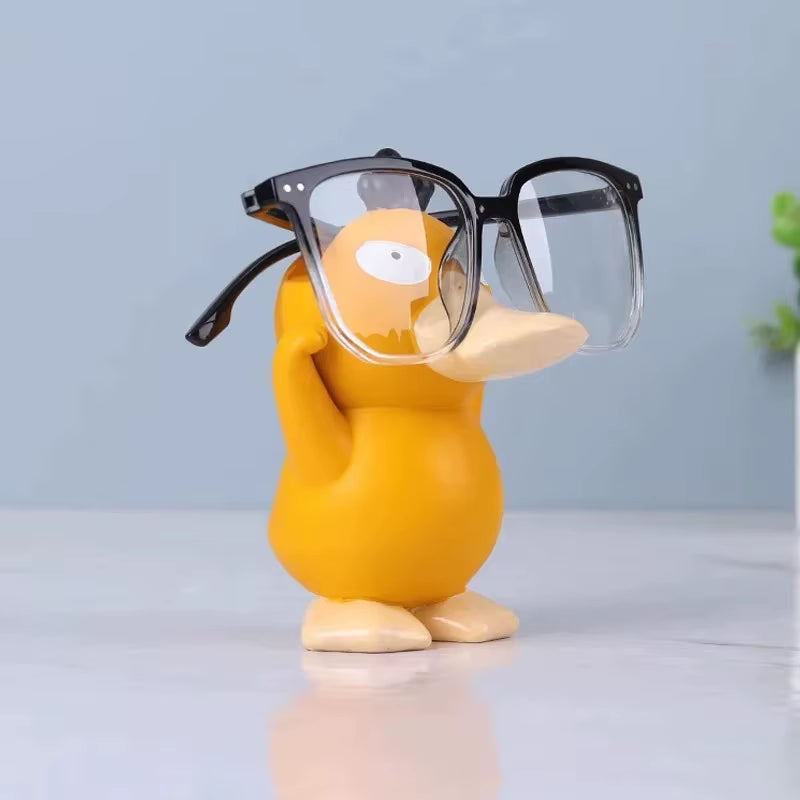 Anime Peripheral Cute Pokémon Psyduck Ornaments Glasses Frame Supplies Eye Display Stand Decoration Craft Stand Gifts