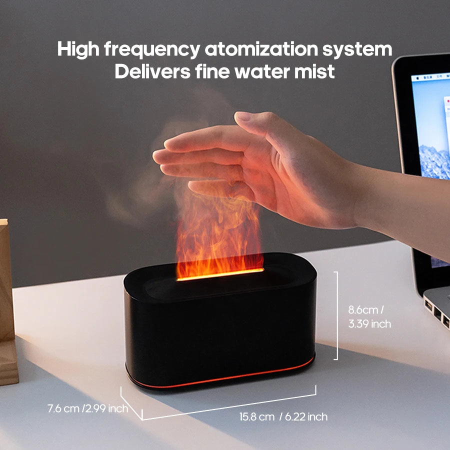 Mini Aroma Diffuser Aromatherapy Essential Oils Realistic Flame Lights Colorful RGB Air Humidifier Desktop USB Sprayer