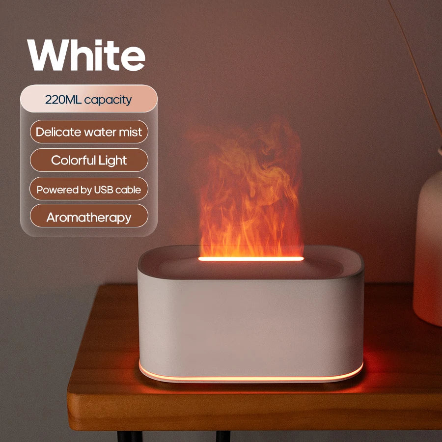 Mini Aroma Diffuser Aromatherapy Essential Oils Realistic Flame Lights Colorful RGB Air Humidifier Desktop USB Sprayer