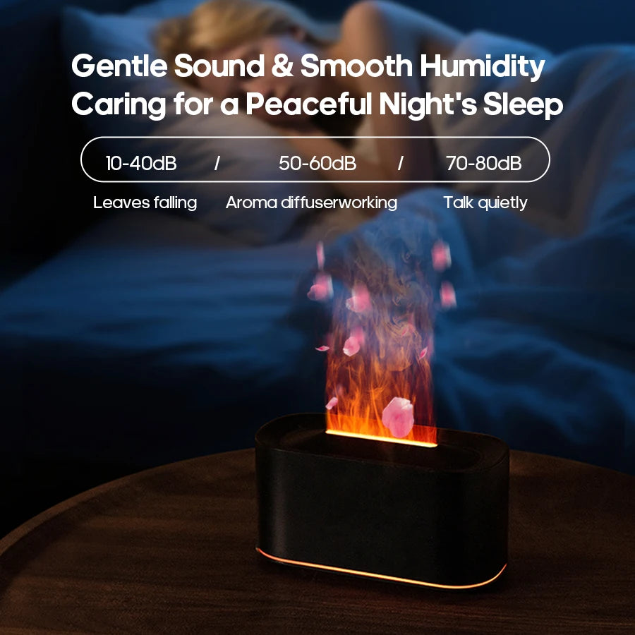 Mini Aroma Diffuser Aromatherapy Essential Oils Realistic Flame Lights Colorful RGB Air Humidifier Desktop USB Sprayer