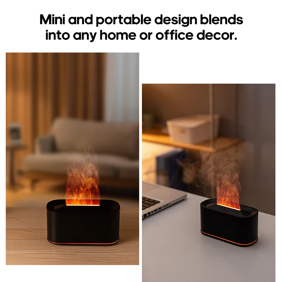 Mini Aroma Diffuser Aromatherapy Essential Oils Realistic Flame Lights Colorful RGB Air Humidifier Desktop USB Sprayer