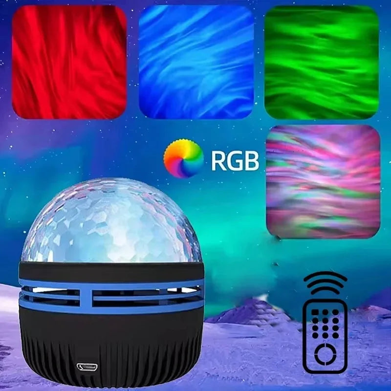 1Pc LED Northern Lights Projection Lamp,Aurora Borealis Effect,Remote Control,Usb Powered,Color-Changing Light,For Bedroom Decor