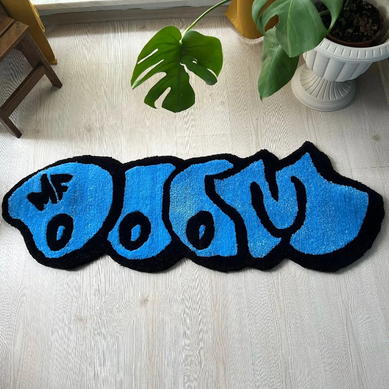 Creative English Rugs for Bedroom Thick Plush MF DOOM Floor Mat Fashion Irregular Living Room Decoration Carpet Fluffy Soft Rug