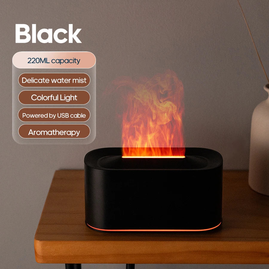 Mini Aroma Diffuser Aromatherapy Essential Oils Realistic Flame Lights Colorful RGB Air Humidifier Desktop USB Sprayer