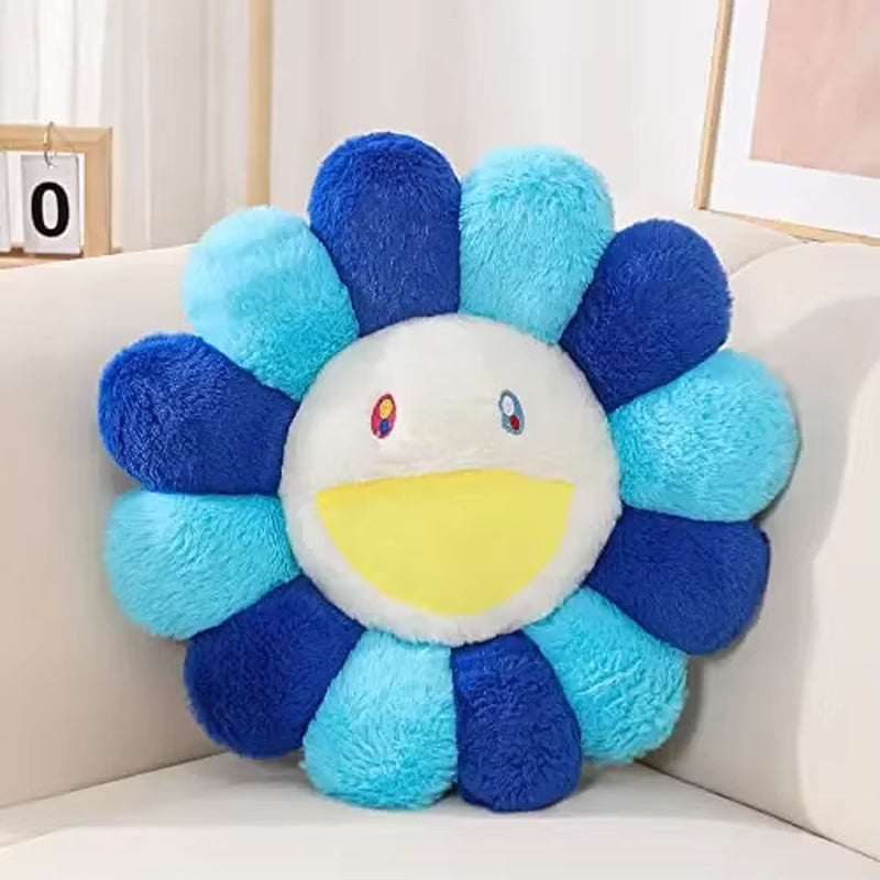 Aesthetic Sunflower Plush Cushion Rainbow Floral Decorative Pillow Cute Flower Stuffed Pillow Office Chair Back Cushion Decor
