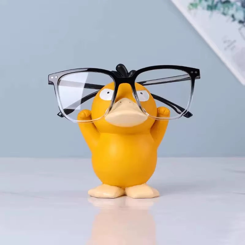 Anime Peripheral Cute Pokémon Psyduck Ornaments Glasses Frame Supplies Eye Display Stand Decoration Craft Stand Gifts