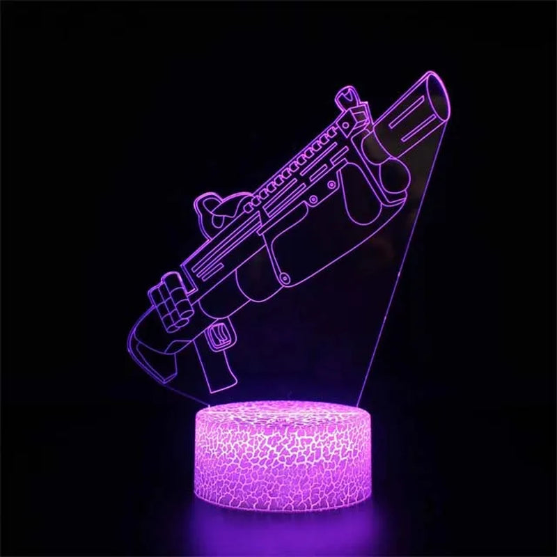 Game Rifle 3D Led Night Light Gaming Desktop Room Decoration Game Atmosphere Light Table Lamp Birthday Christmas Gifts for Boys