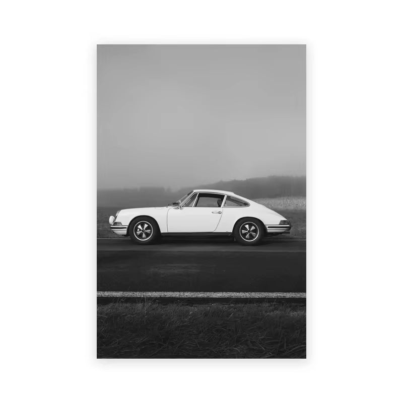 Black White Fashion Luxury Brand Race Car Art Prints for Porsche Vehicle Posters Old 911 Canvas Painting Living Room Decor