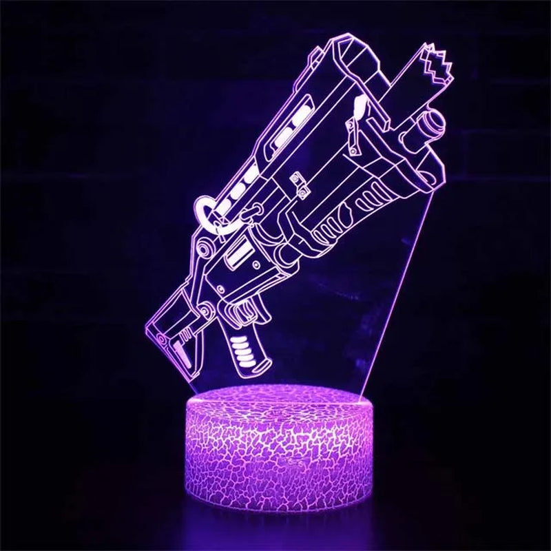 Game Rifle 3D Led Night Light Gaming Desktop Room Decoration Game Atmosphere Light Table Lamp Birthday Christmas Gifts for Boys